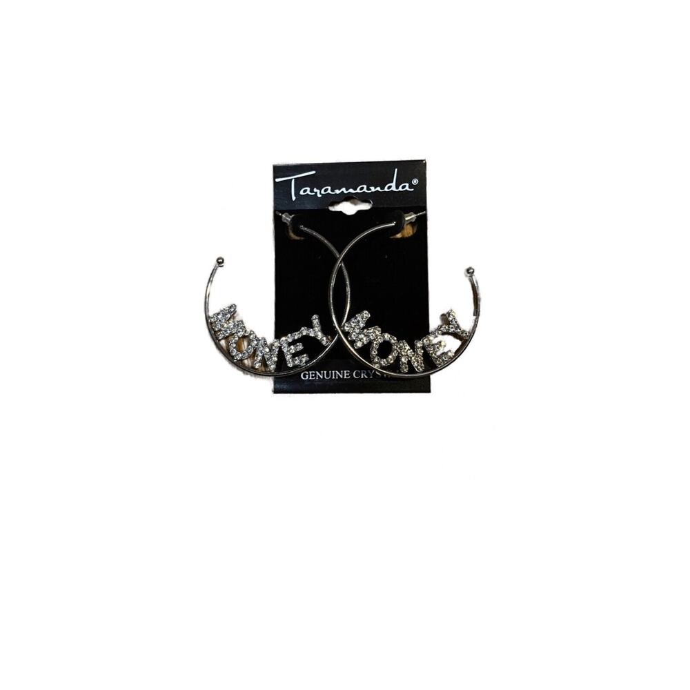 Taramanda Money‎ Silver Hoop Bling Earrings